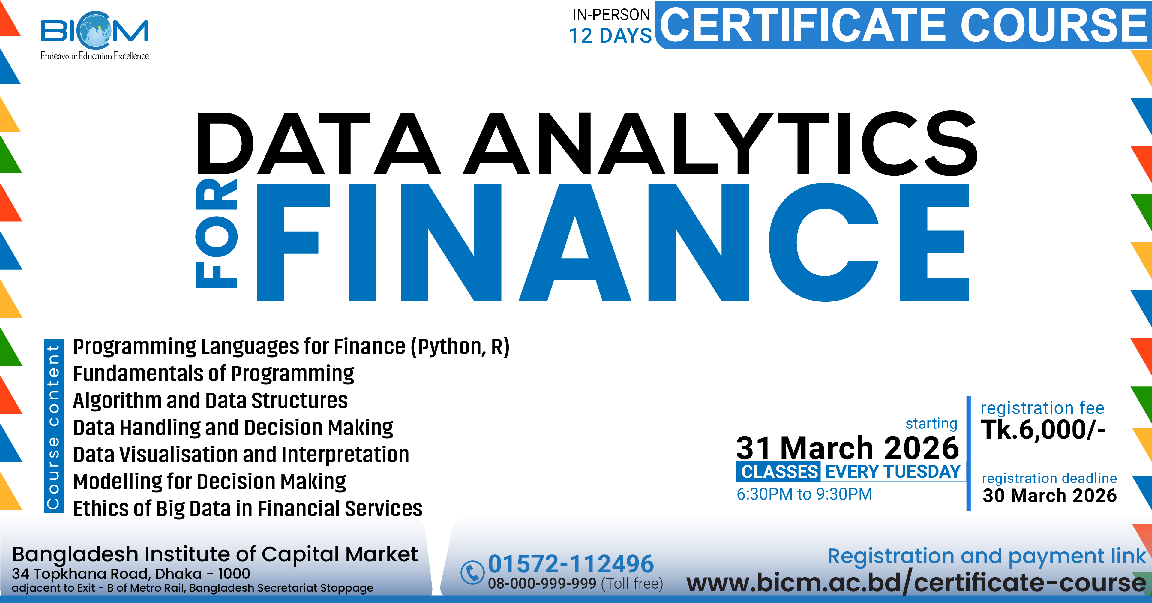 Data Analytics for Finance (Offline course) | BICM